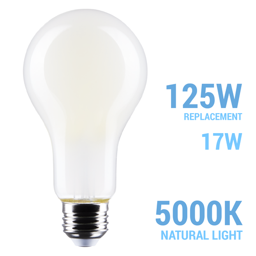 Satco S12446 LED 120 Volt 17W =125W A21 Medium E26 Dimmable 5000K Natural Light - Picture 1 of 12