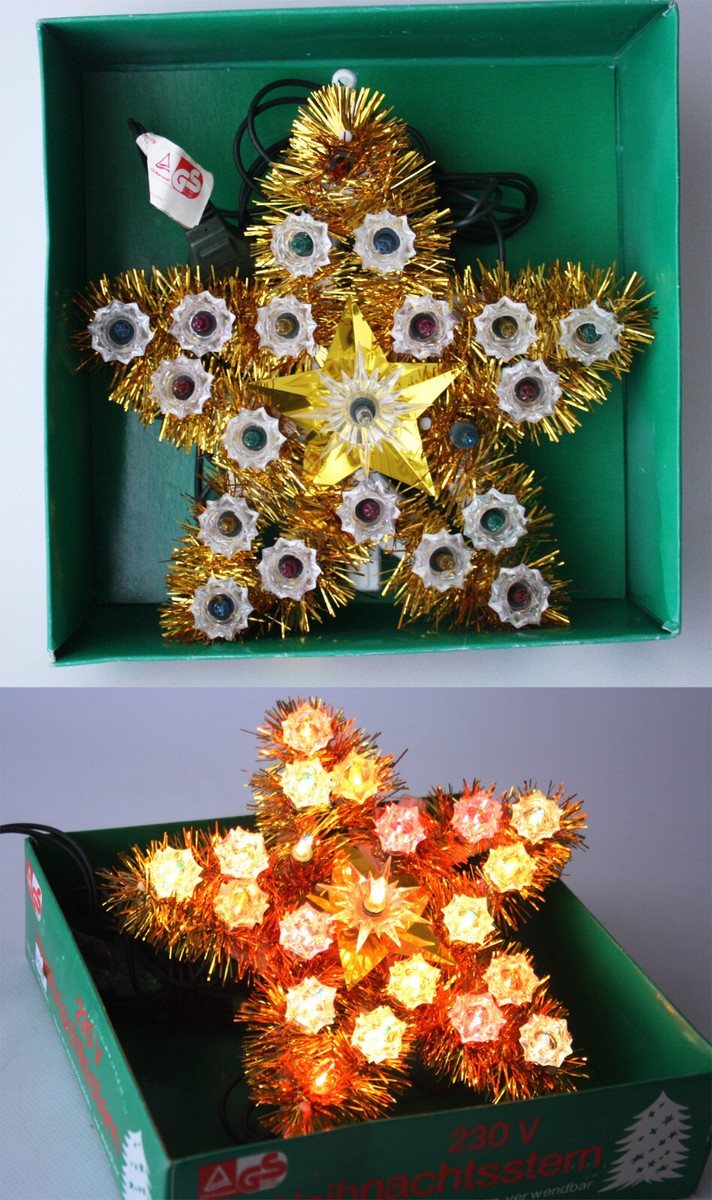 RARE VINTAGE 80'S CHRISTMAS STAR TREE TOP FLASHING LIGHTS