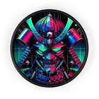 Home Decor Wall Clock Neon Punk Samurai Helmet Artwork 8K