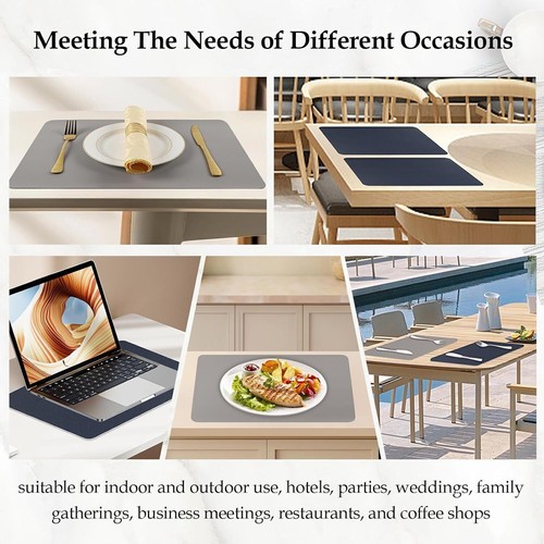 Set of 4 Leather Placemats Dining Table Mats Kitchen Heat Resistant Pad Non-Slip - Picture 35 of 52