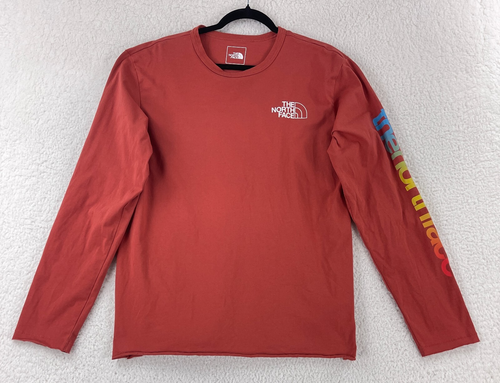 The North Face Orange Long Sleeve T-Shirt Mens Crew Neck Pullover Size Medium - Picture 1 of 14