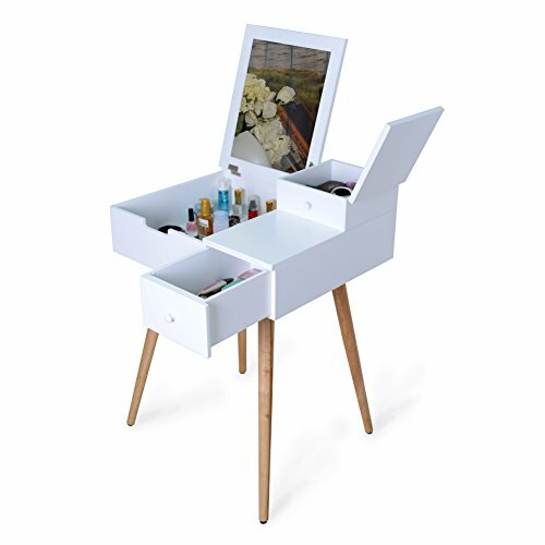 Facilehome Dressing Vanity Table Makeup Desk With Mirror And 2 Drawers White For Facilehome Dressing Vanity Table Makeup, Dressing Table Makeup Desk Vanity