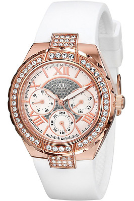 GUESS W0300L2,Women Casual,Multi-function,Silicone,Rose Gold-Tone Case & Bezel 