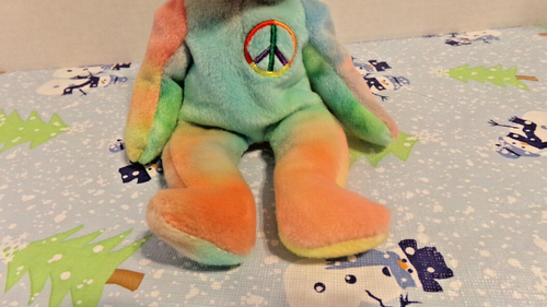 TY BEANIE BABY~"PEACE" BEAR ~BEAUTIFUL COLORS~1996~#101 TUSH TAG - Picture 5 of 10