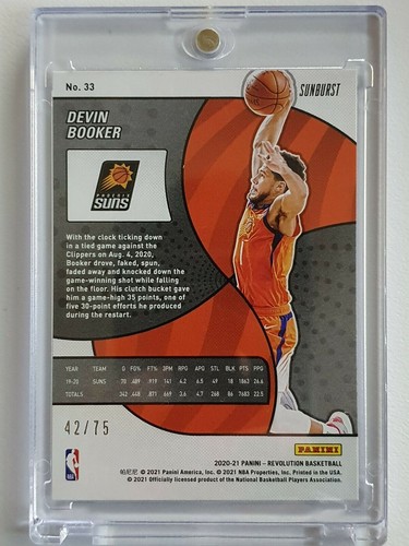 2020 Panini Revolution Devin Booker #33 SUNBURST Prizm /75 - Ready to Grade - Picture 3 of 3