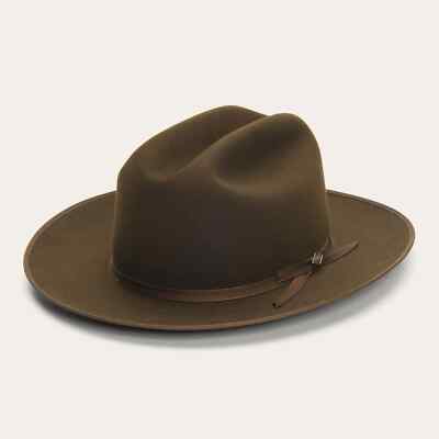 STETSON OPEN ROAD-Repro 60cm ビーバー Stetson® Pure Beaver Fur Felt Hat Open Road Tobacco 1865 + Free