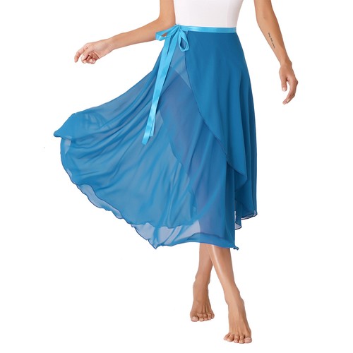 Women's Sheer Lace Up Wrap Dance Skirt Solid Color High Waist Flowy Midi Skirt - Picture 120 of 134