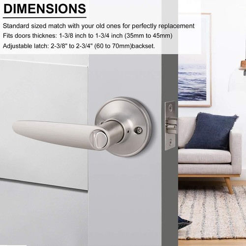 Universal Straight Door Lock Levers Satin Nickel Finish Entry Door Handle - Bild 4 von 7