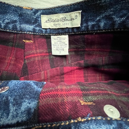 Vintage Eddie Bauer Jeansrock 2p 2 petite Flanell gefüttert Jeans bescheiden lang Denim - Bild 6 von 8