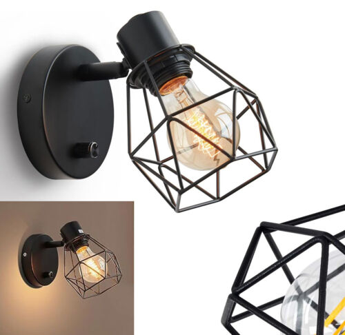 Wand Lampe mit Schalter Wohn Schlaf Leuchten schwarz Flur Dielen Strahler - Bild 11 von 18
