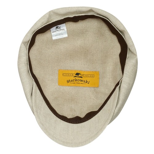 Sterkowski SHELBY Natural Linen Vintage Style Holiday Cap Newsboy Black / Beige - Picture 17 of 25