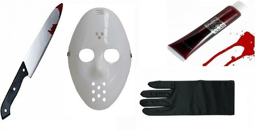 NEW HORROR MOVIE JASON FRIDAY THE 13TH HOCKEY MASK SCARY KILLER HALLOWEEN OUTFIT - Picture 6 of 7