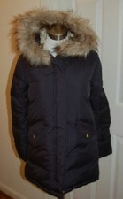 JCrew Crewcuts 148 Girls' Puffer Parka Sz 16 Navy F4400 Winter Coat Jacket HOLE