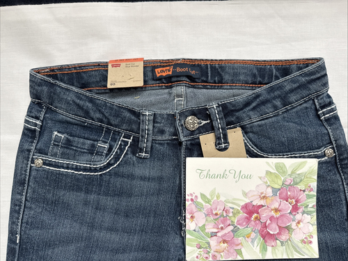 NWT Levis Youth Girls Bootcut medium wash adj waist stretch denim jeans sz 12 - Picture 2 of 20
