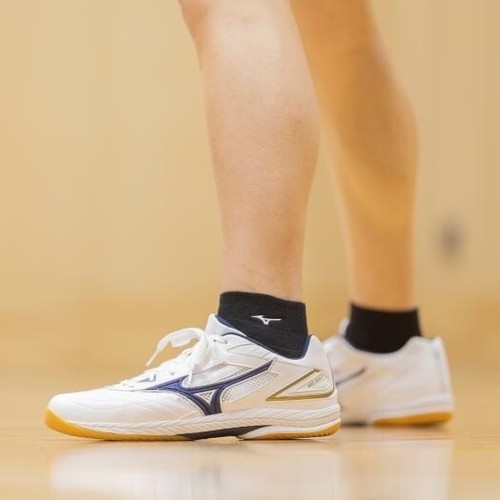 MIZUNO Table Tennis Shoes Wave Drive 9 Unisex White Navy Gold 81GA220514 - Picture 11 of 11