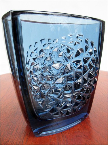 1964 MID-CENTURY MODERN BOHEMIAN SKLO RUDOLF JURNIKL GEOMETRIC ART GLASS VASE - Picture 3 of 9