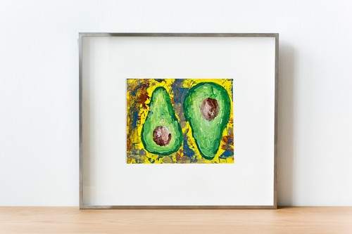 Avocado Painting impastoArtwork Food Wall Art Original Hand Oil Kitchen Painting - Picture 9 of 10