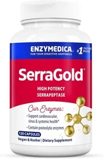 Enzymedica,  SerraGold, High-Potency Serrapeptase  Supplement 120 Count EXP 1/26