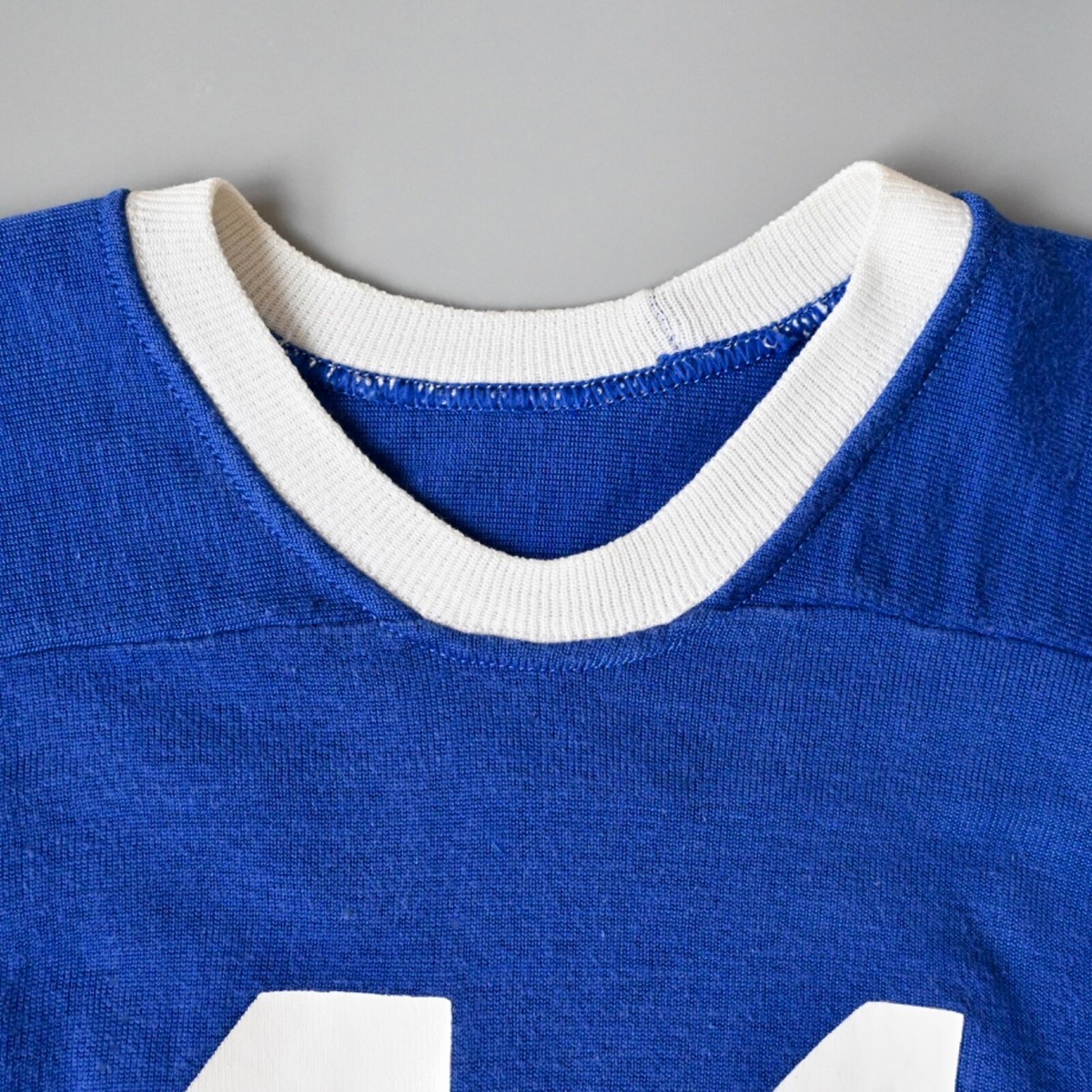 Vintage 60s 70 s Rawlings Royal Blue Cotton Rayon Jersey