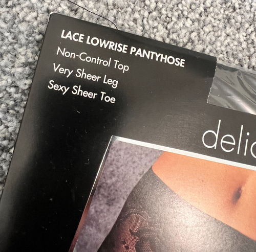 NEW ~ JC Penney ~ Lace Lowrise Pantyhose ~ Sheer Sexy Pantyhose ~ BLACK ~ Size 1 - Picture 3 of 4