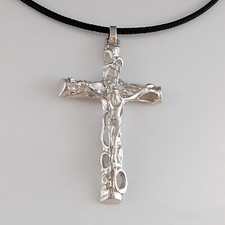 Collana Con Croce Grande In Argento, Collana Con Crocifisso - Foto 13