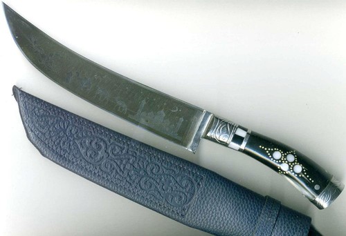 UZBEKISCHES NATIONALES SEHR GROSSES MESSER PCHAK PICHOK HANDGEFERTIGT HORNGRIFF (525) - Bild 1 von 5