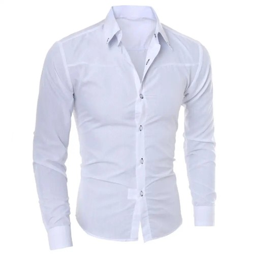 Fashion spring autumn Men Shirts New Arrivals Slim Fit Male Shirt Solid Long - Picture 6 of 29