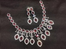 AD CZ bridal necklace AD jewelry Bollywood Indian Silver CZ bridal necklace set