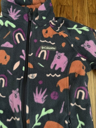 Columbia Gilr's Animals Print Full Zip Fleece Jacket Size Medium - Picture 5 of 6