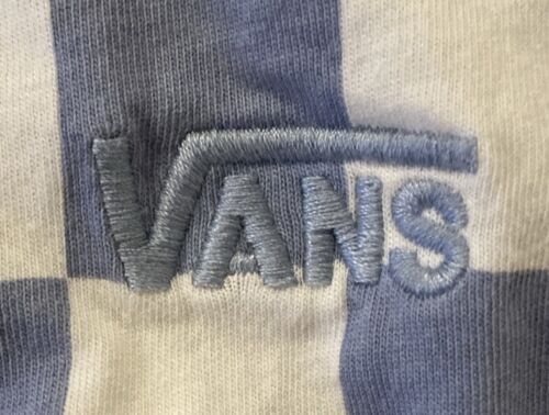 Top donna Vans scacchiera blu bianco twist davanti manica lunga taglia media - Foto 6 di 6