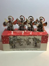 Vintage Christmas Angels Ornaments  International Silver Gold Musical 90s Horn