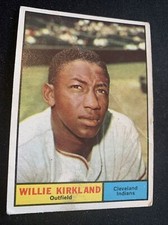 1961 Topps Baseball  Card  #15 Willie Kirkland Cleveland Indians Good Free Ship!
