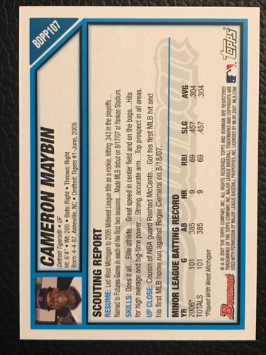 2007 Bowman Draft Picks & Prospects Baseball - - Pick A Card -#BDPP66 - #BDPP109 - Picture 68 of 78