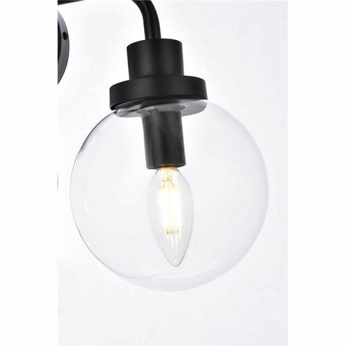 Wall Sconce Glass Shades Vanity Bedroom Bathroom Black 4 Light Fixture 37" - Picture 6 of 9