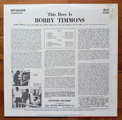 ジャズレコード Bobby Timmons/This Here Is Bobby Timmons ‎– This Here Is Bobby Timmons（Riv