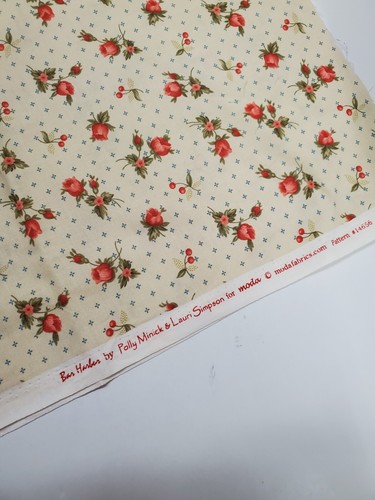 Minick & Simpson Fabric Bar Harbor Moda Floral Tan OOP Sew Quilt ONE YARD - Picture 2 of 2