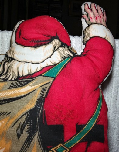 Vintage Santa Pillow Large Cut Sew Stuffed 19" x 13" Waving Claus Christmas - Picture 10 of 10