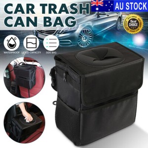 Au Waterproof Car Trash Can Lid Bin Waste Basket Storage Garbage Bag Organizer Ebay