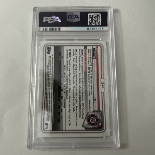 2020 1st Bowman Draft Chrome ~ Sammy Infante PSA 9 ~ Nationals ~Auto - Picture 2 of 2