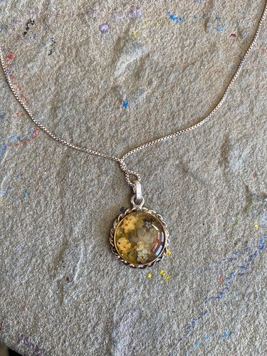 Collana Fiori Incapsulati Vetro Floreale Stile Vittoriano Argento Sterling NG - Foto 3 di 6