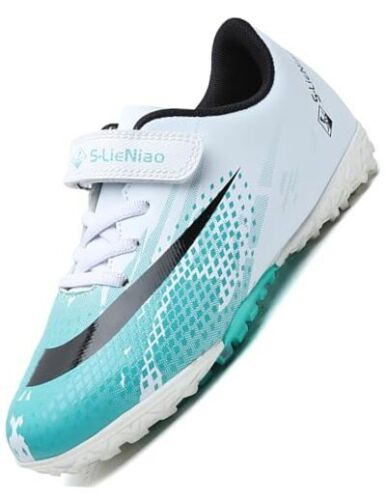 Kids Turf Soccer Shoes Boys Girls Youth Indoor Outdoor 4 Big Kid Whitegreen