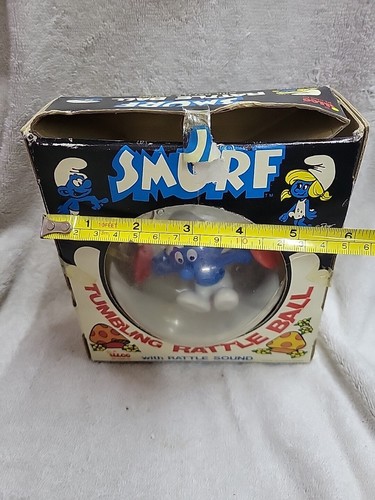 Vintage Illco Pre-school Toy Smurf Tumbling Rattlle Ball 1982 NEW IN PACKAGE - Picture 2 of 10