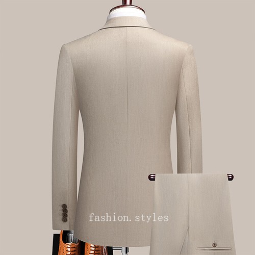 Traje de negocios de doble botonadura con cuello de solapa para hombre ajustado conjunto de boda formal - Imagen 2 de 14