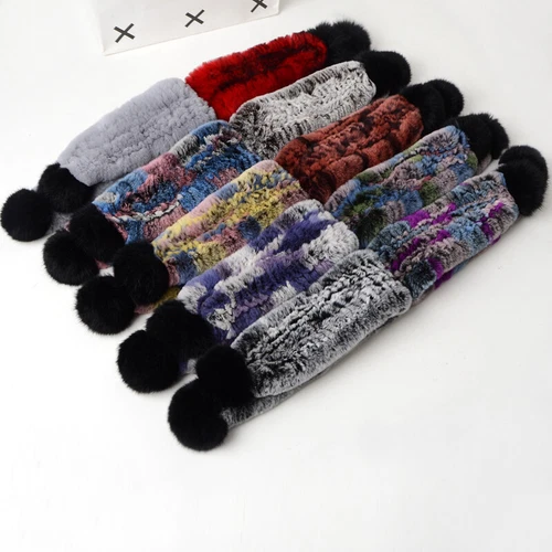 Winter New Children's Fur Hats Scarf Real Rex Rabbit Fur Cap Winter Headwear - Picture 9 of 25