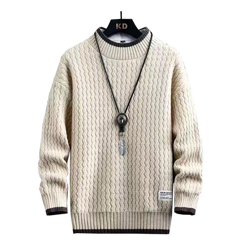 Winter Turtleneck Pullover Patchwork Sweater Men Tops Knitted Christmas Jumper - Picture 7 of 20