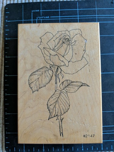 EUC! RARE! 5"x3.5" Wood Mounted Rubber Stamp Rose By Comotion Stamps c90s #2147 - Picture 1 of 4