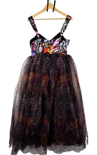 Vestido Anthropologie HUTCH Shana Cuello en V Plisado Tul Púrpura Hada Ballet Talla 2 - Imagen 4 de 11