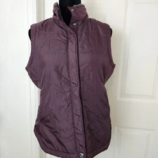 Rei Puffer Vest Women's Medium Plum Purple Snaps Pockets Hiking Outdoors