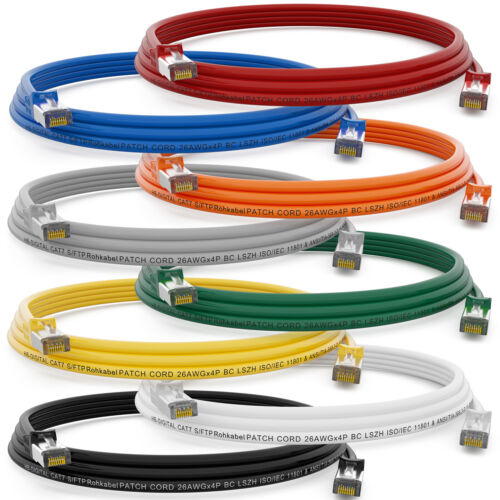 CAT.7 Patchkabel Rohkabel Netzwerk LAN Internet Ethernet RJ45 Cabel 0,25m - 50m - Afbeelding 1 van 90