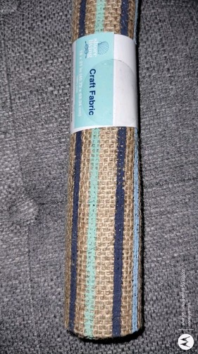 Shore Living STRIPE 100% JUTE BURLAP cut CRAFT FABRIC 18" x 21" nautical NEW - Picture 2 of 2